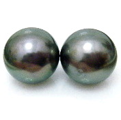 Peacock 8.3mm Tahitian Round Pearl Stud Earrings